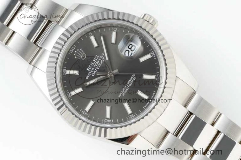 DateJust 41 126334 NTF 1:1 Best Edition 904L Steel Gray Stick Dial on Oyster Bracelet VR3235