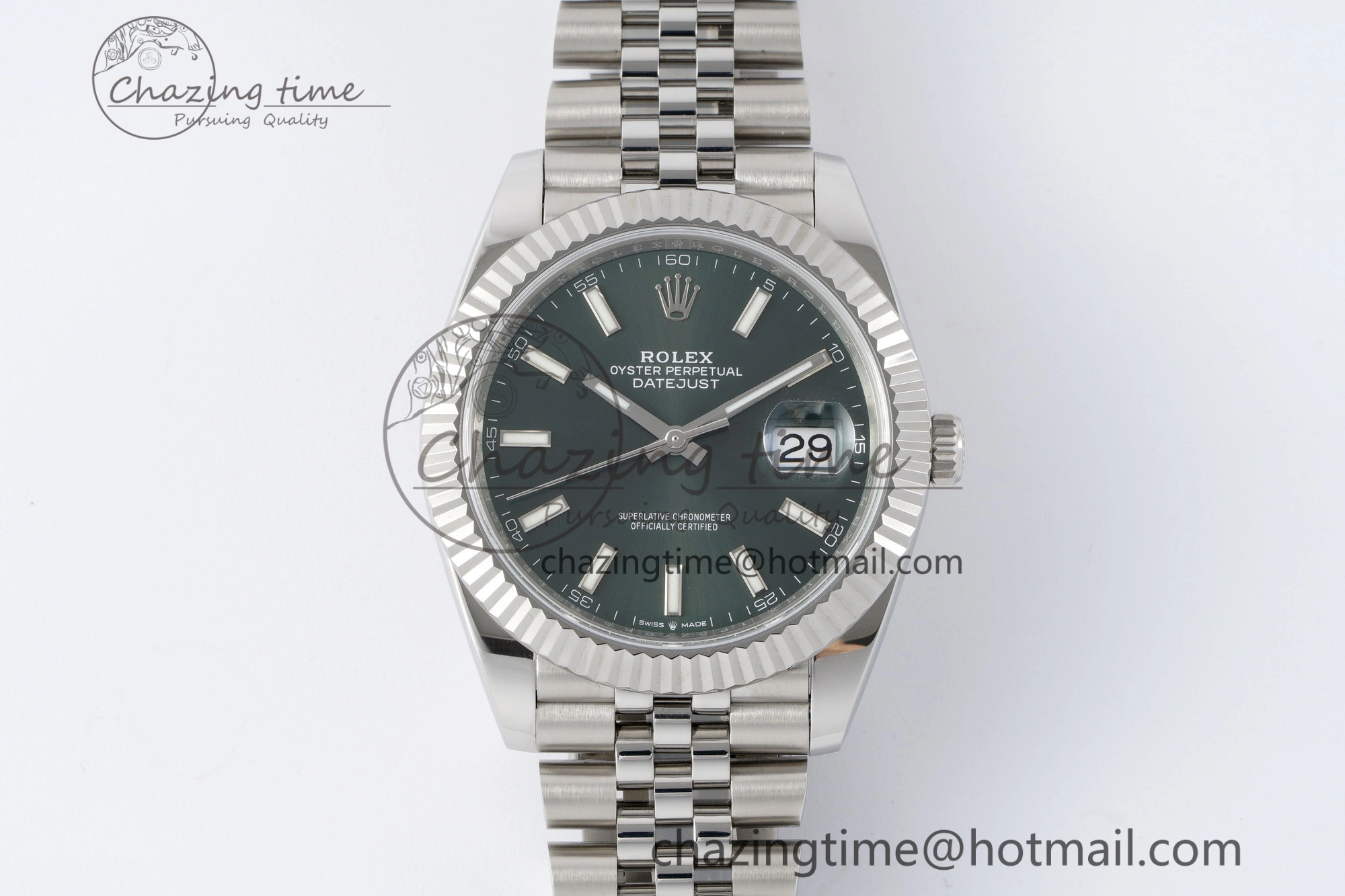 DateJust 41 126334 NTF 1:1 Best Edition 904L Steel Green Stick Dial on Jubilee Bracelet VR3235