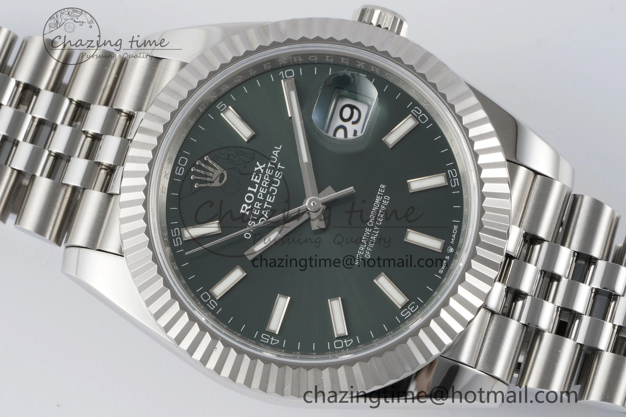 DateJust 41 126334 NTF 1:1 Best Edition 904L Steel Green Stick Dial on Jubilee Bracelet VR3235