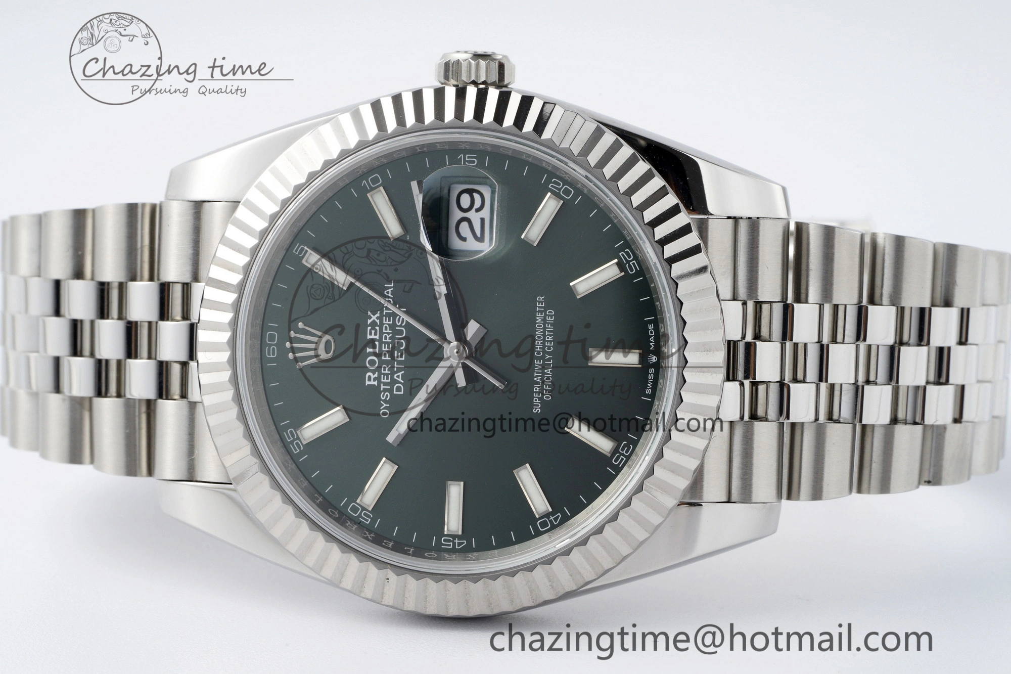 DateJust 41 126334 NTF 1:1 Best Edition 904L Steel Green Stick Dial on Jubilee Bracelet VR3235