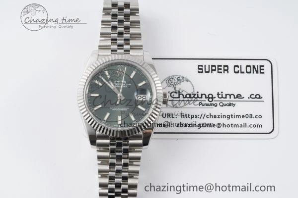 DateJust 41 126334 NTF 1:1 Best Edition 904L Steel Green Stick Dial on Jubilee Bracelet VR3235