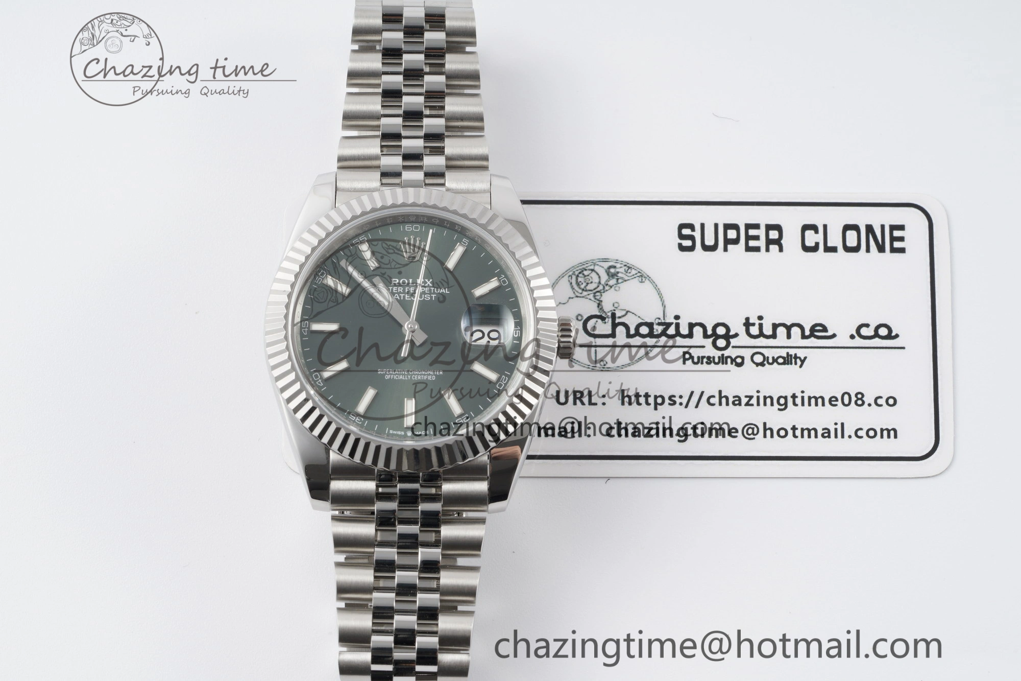DateJust 41 126334 NTF 1:1 Best Edition 904L Steel Green Stick Dial on Jubilee Bracelet VR3235