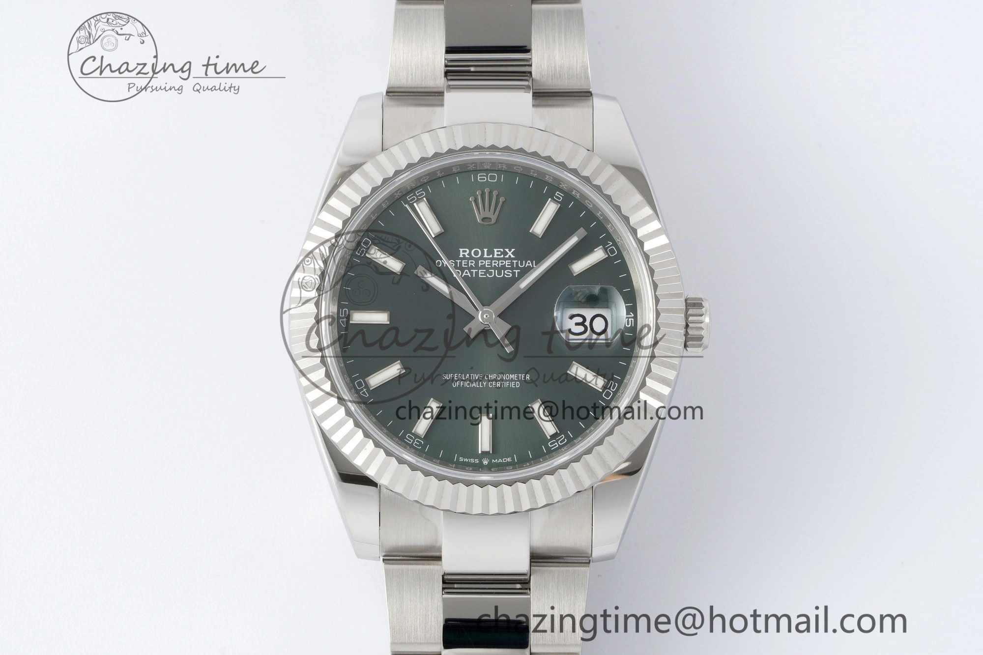 DateJust 41 126334 NTF 1:1 Best Edition 904L Steel Green Stick Dial on Oyster Bracelet VR3235