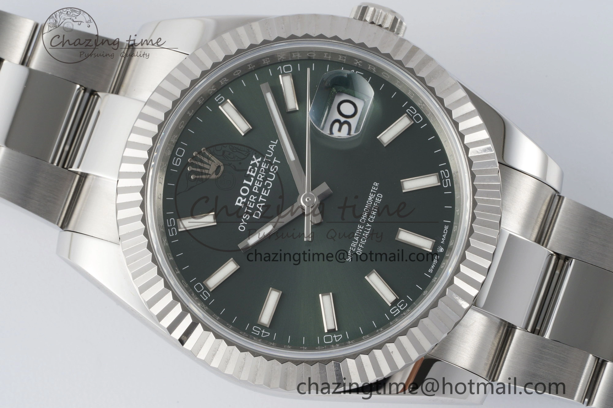 DateJust 41 126334 NTF 1:1 Best Edition 904L Steel Green Stick Dial on Oyster Bracelet VR3235