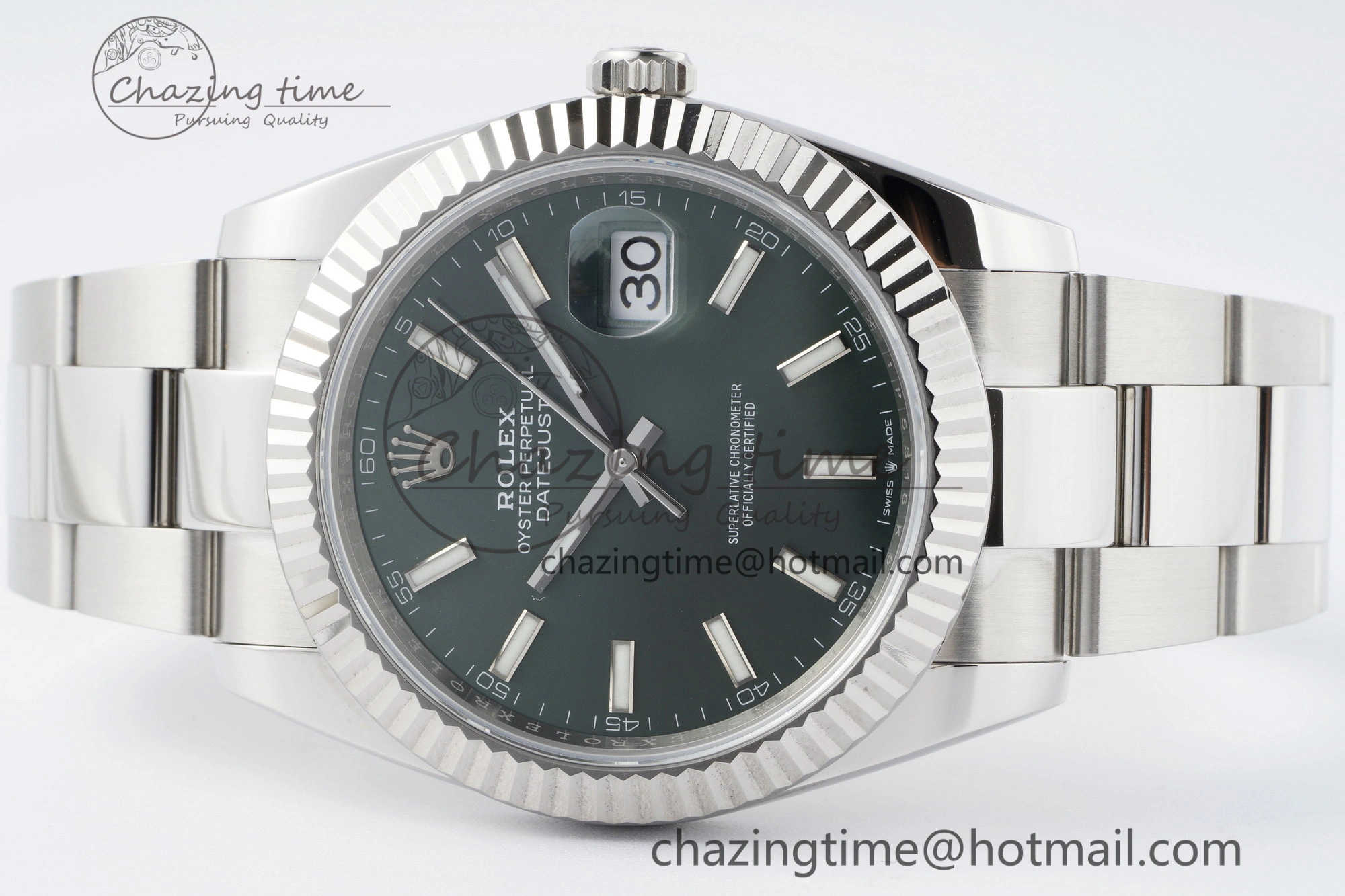 DateJust 41 126334 NTF 1:1 Best Edition 904L Steel Green Stick Dial on Oyster Bracelet VR3235
