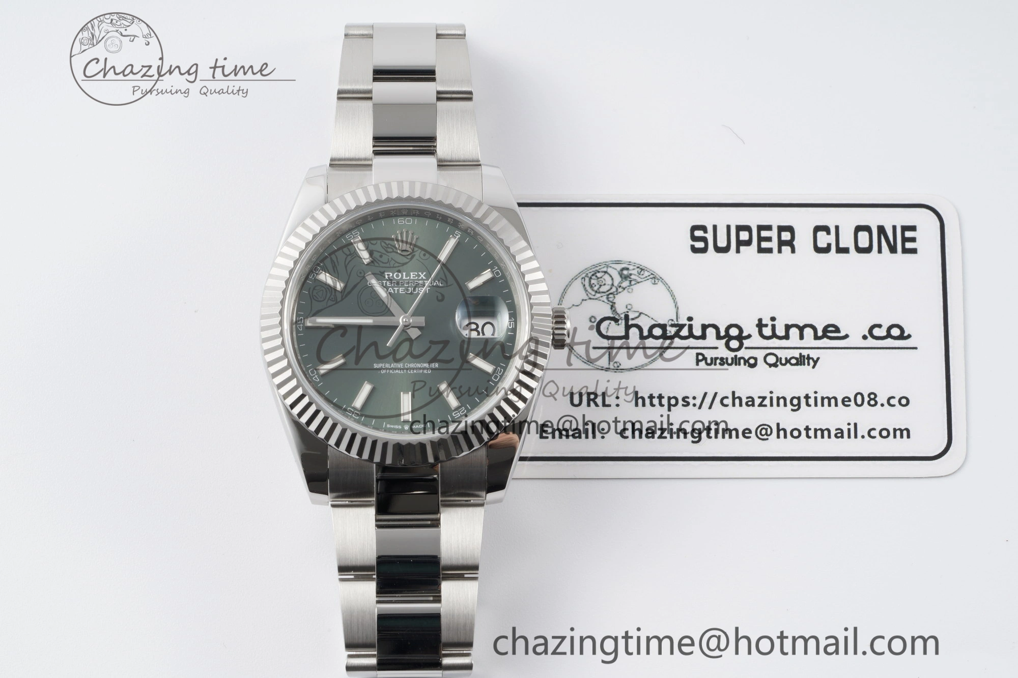 DateJust 41 126334 NTF 1:1 Best Edition 904L Steel Green Stick Dial on Oyster Bracelet VR3235