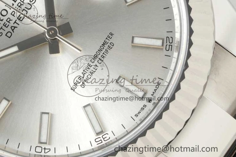 DateJust 41 126334 NTF 1:1 Best Edition 904L Steel Silver Stick Dial on Oyster Bracelet VR3235