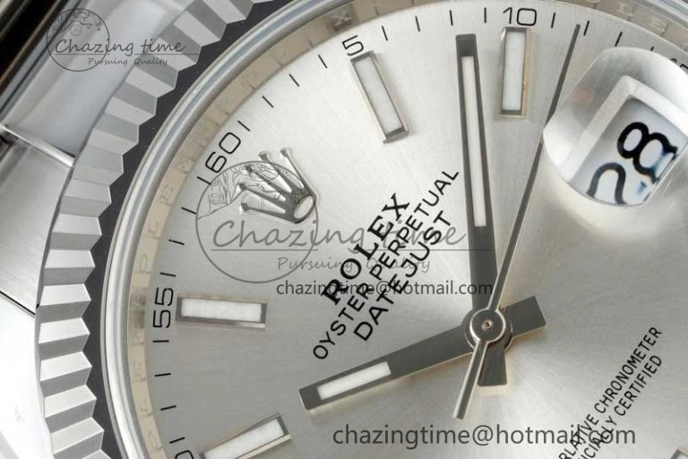 DateJust 41 126334 NTF 1:1 Best Edition 904L Steel Silver Stick Dial on Oyster Bracelet VR3235