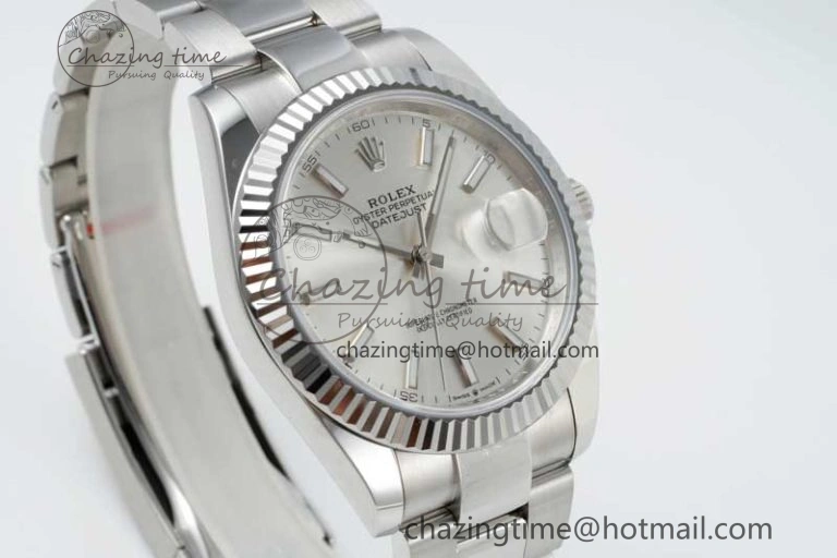 DateJust 41 126334 NTF 1:1 Best Edition 904L Steel Silver Stick Dial on Oyster Bracelet VR3235