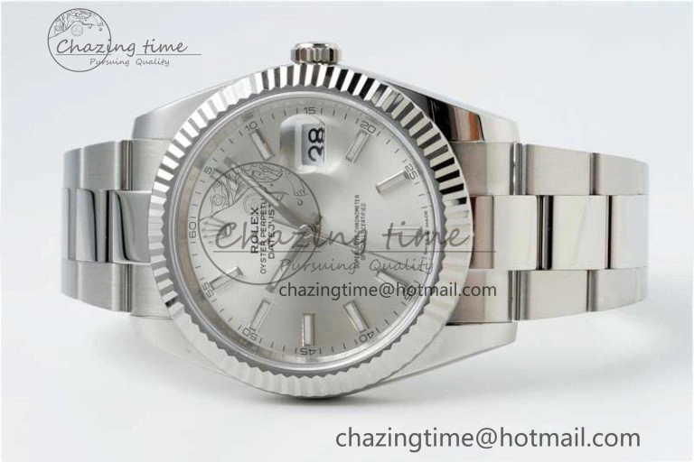 DateJust 41 126334 NTF 1:1 Best Edition 904L Steel Silver Stick Dial on Oyster Bracelet VR3235