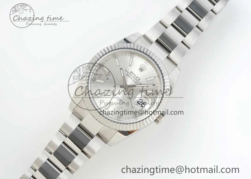 DateJust 41 126334 NTF 1:1 Best Edition 904L Steel Silver Stick Dial on Oyster Bracelet VR3235