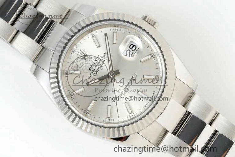 DateJust 41 126334 NTF 1:1 Best Edition 904L Steel Silver Stick Dial on Oyster Bracelet VR3235