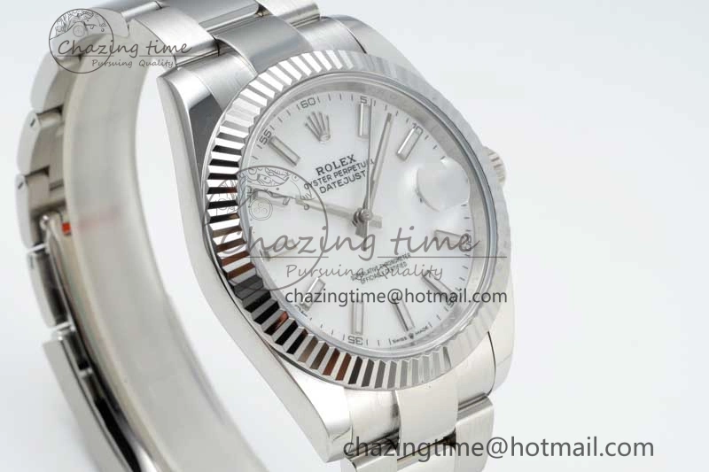 DateJust 41 126334 NTF 1:1 Best Edition 904L Steel White Stick Dial on Oyster Bracelet VR3235