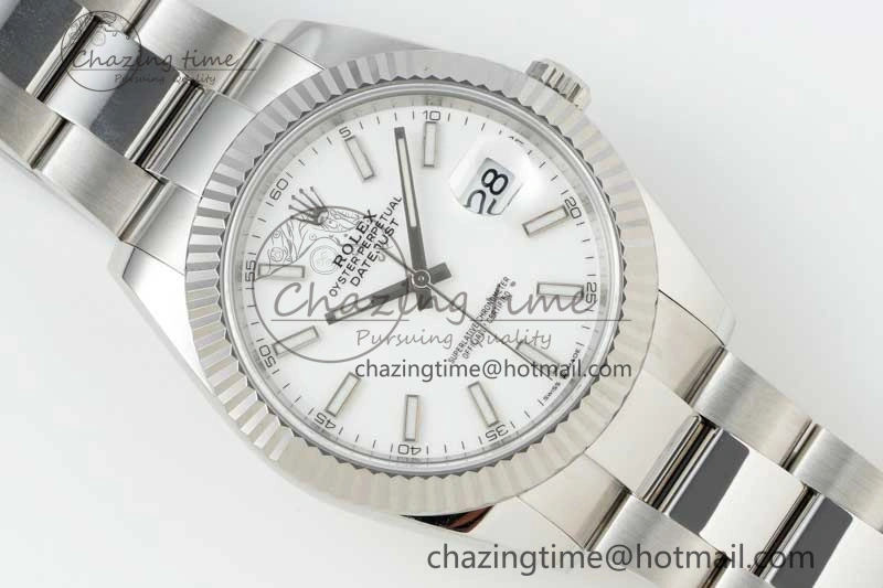DateJust 41 126334 NTF 1:1 Best Edition 904L Steel White Stick Dial on Oyster Bracelet VR3235