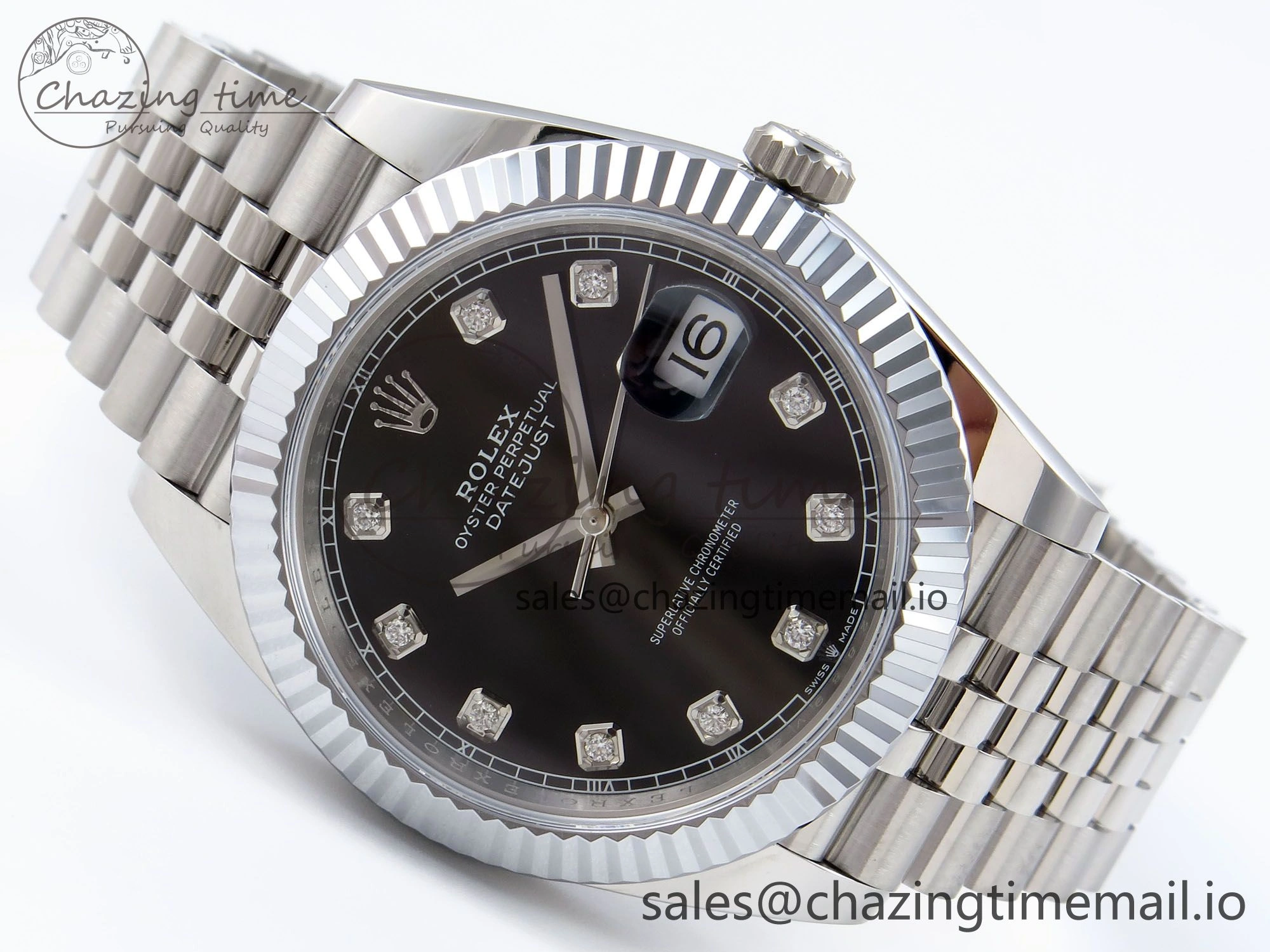 DateJust 41 126334 QF+ 1:1 Best Edition 904L Steel Black Diamonds Dial on SS Jubilee Bracelet VR3235