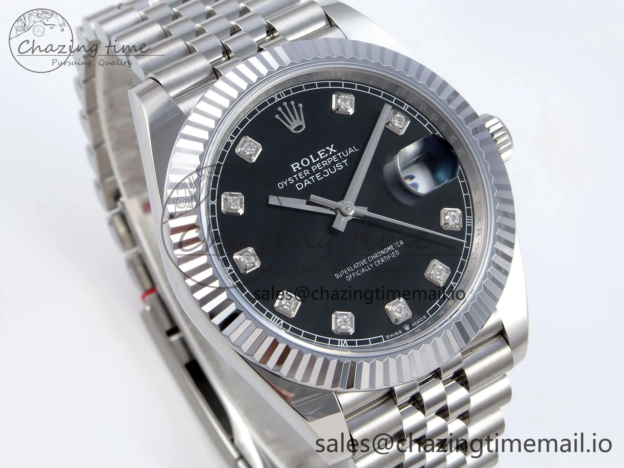 DateJust 41 126334 QF+ 1:1 Best Edition 904L Steel Black Diamonds Dial on SS Jubilee Bracelet VR3235