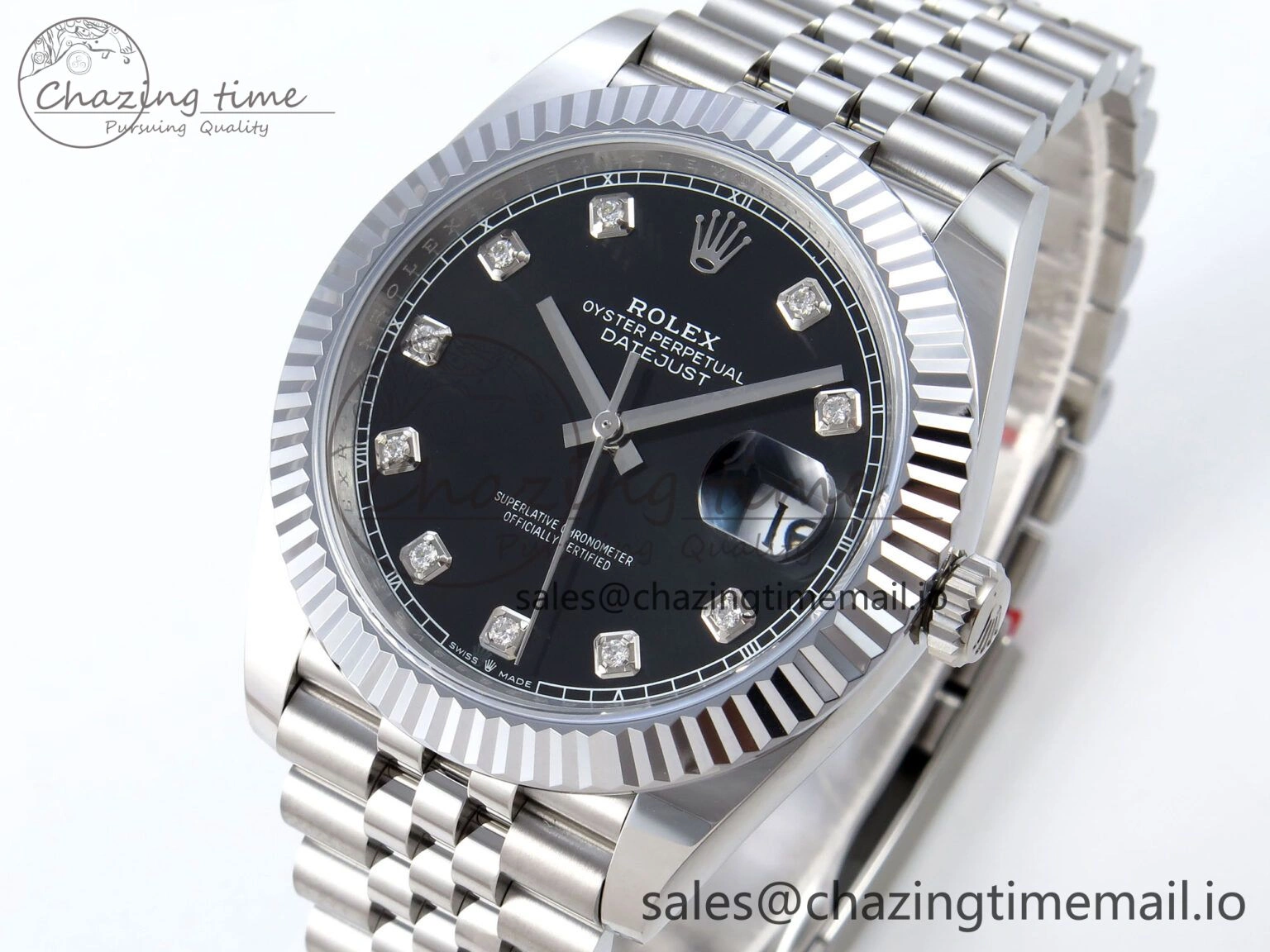 DateJust 41 126334 QF+ 1:1 Best Edition 904L Steel Black Diamonds Dial on SS Jubilee Bracelet VR3235
