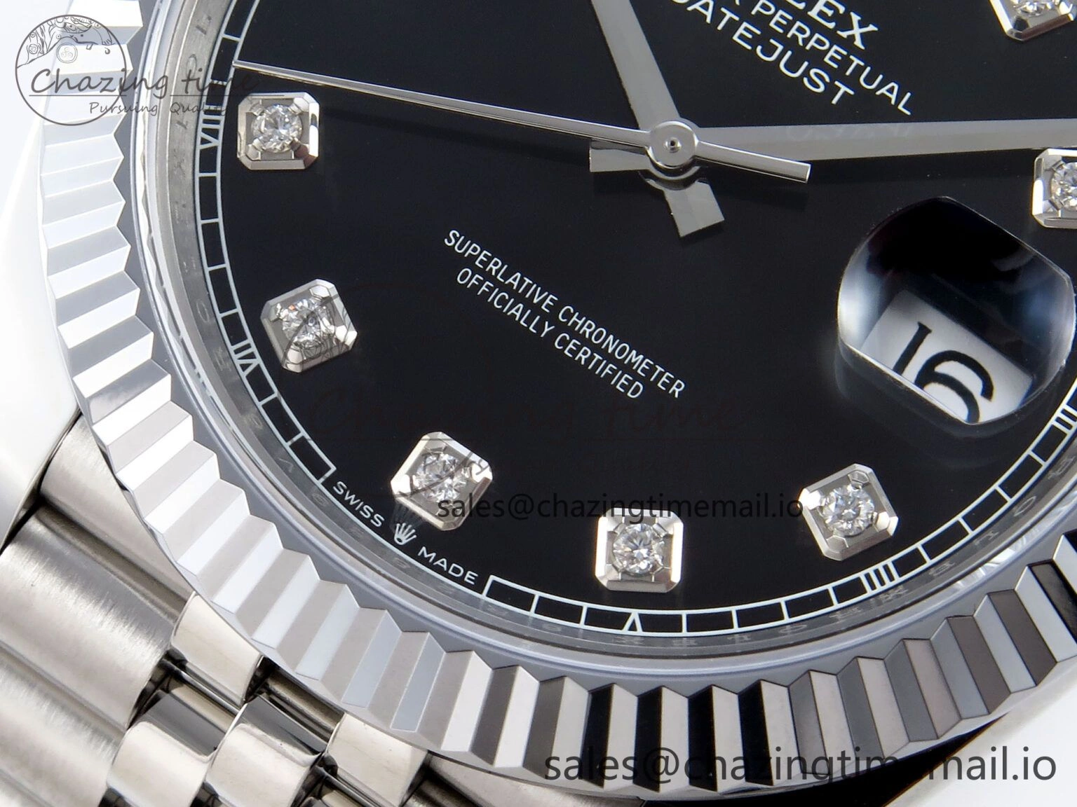 DateJust 41 126334 QF+ 1:1 Best Edition 904L Steel Black Diamonds Dial on SS Jubilee Bracelet VR3235