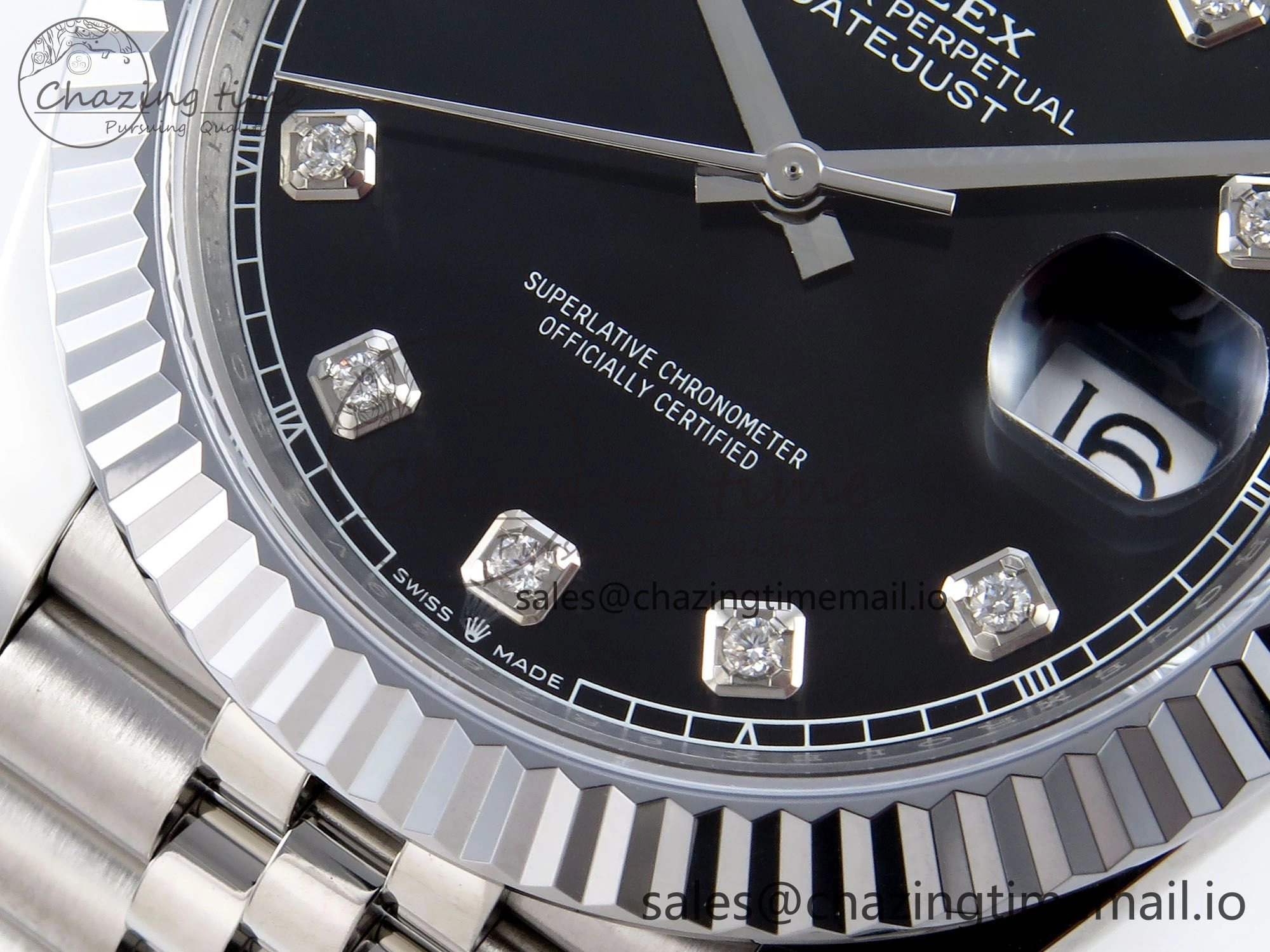 DateJust 41 126334 QF+ 1:1 Best Edition 904L Steel Black Diamonds Dial on SS Jubilee Bracelet VR3235