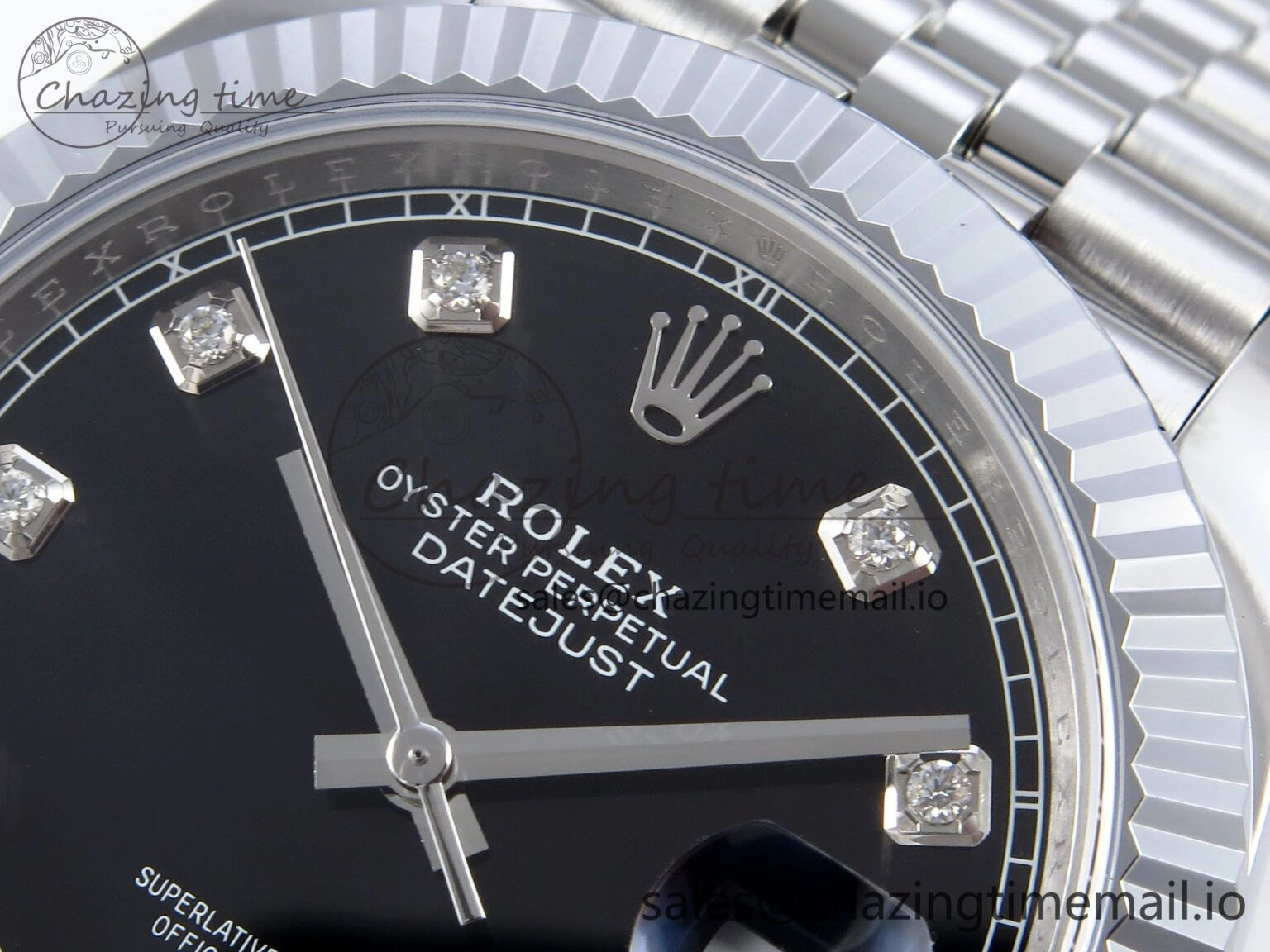DateJust 41 126334 QF+ 1:1 Best Edition 904L Steel Black Diamonds Dial on SS Jubilee Bracelet VR3235