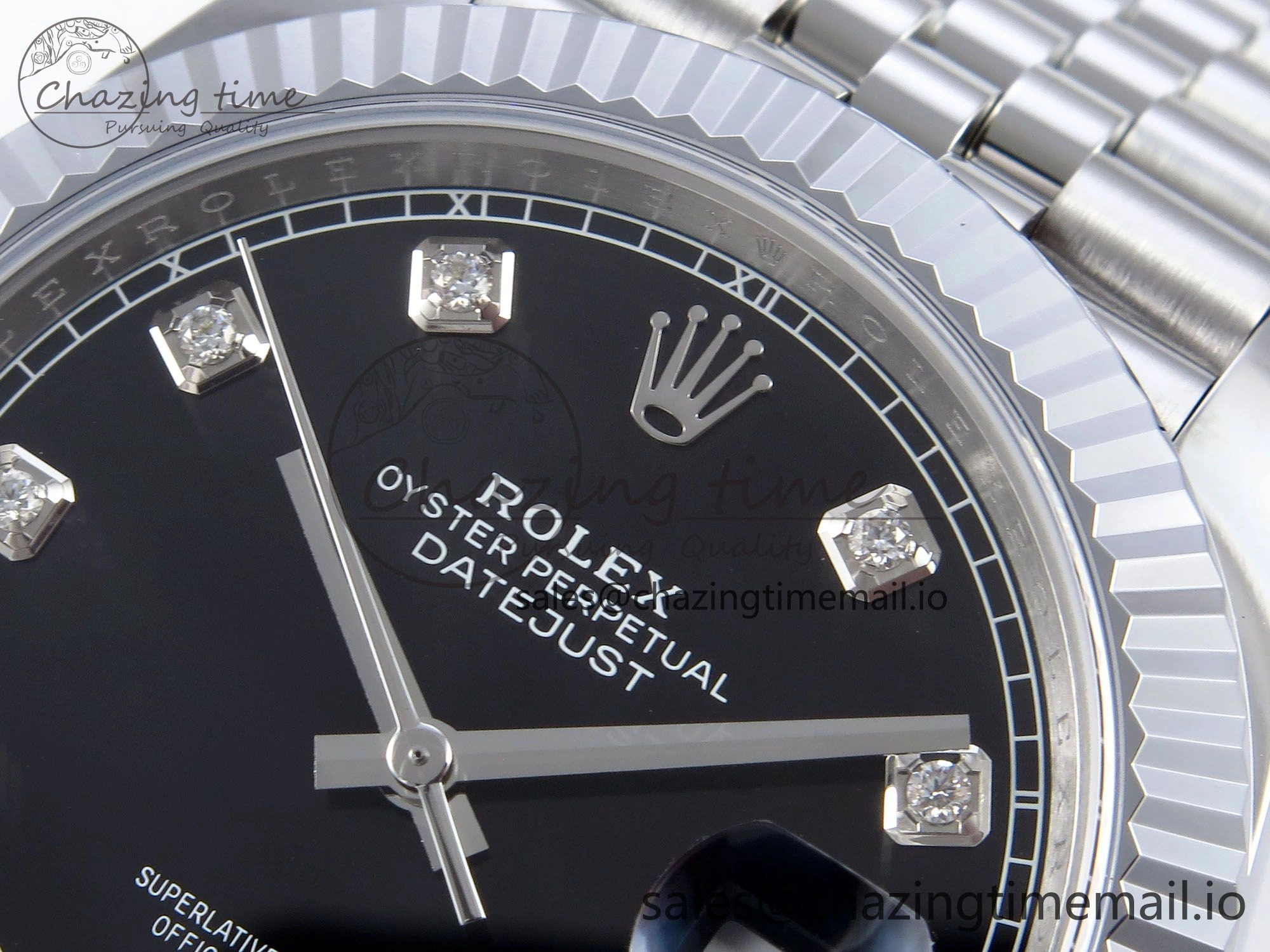 DateJust 41 126334 QF+ 1:1 Best Edition 904L Steel Black Diamonds Dial on SS Jubilee Bracelet VR3235