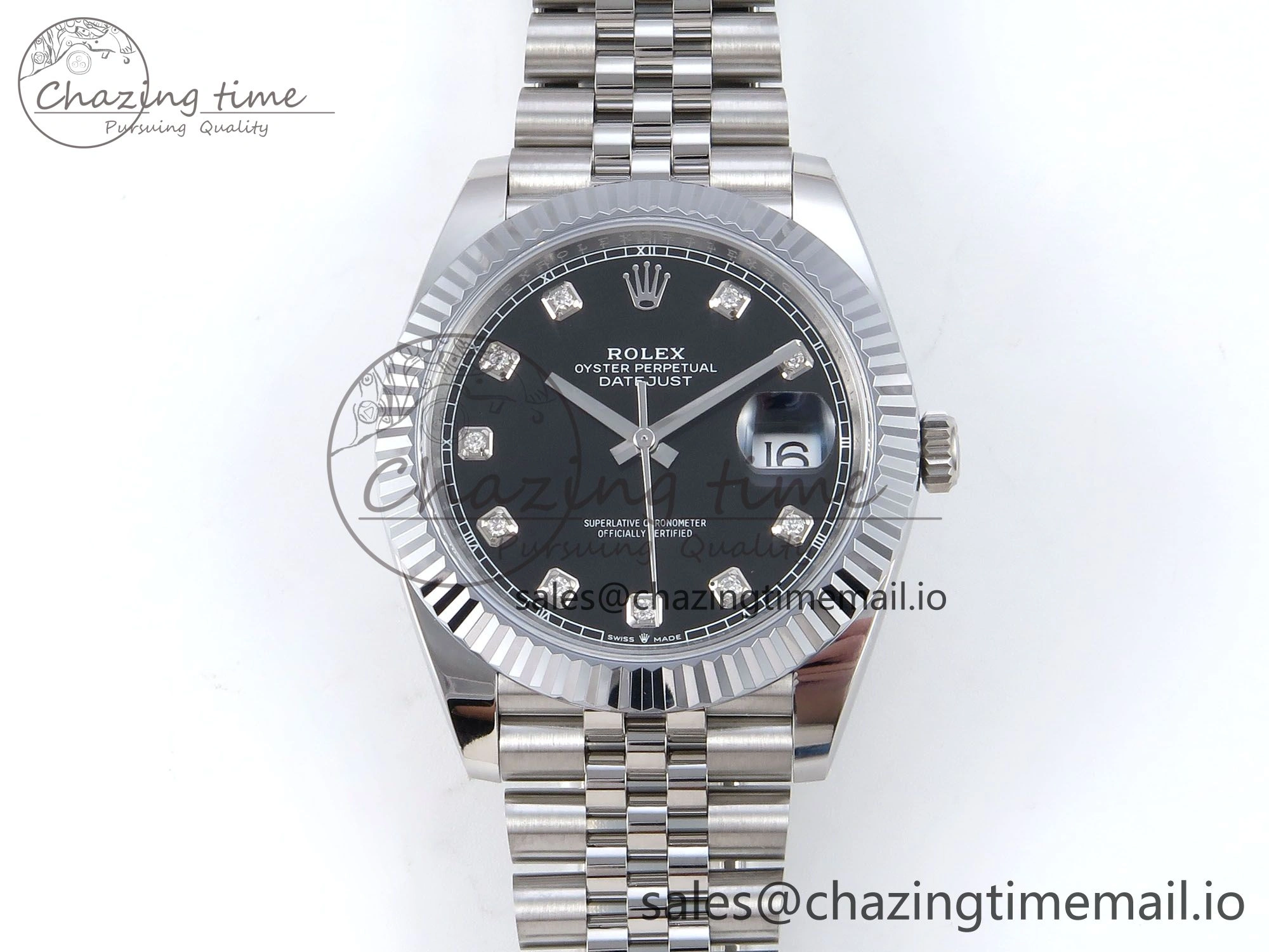 DateJust 41 126334 QF+ 1:1 Best Edition 904L Steel Black Diamonds Dial on SS Jubilee Bracelet VR3235