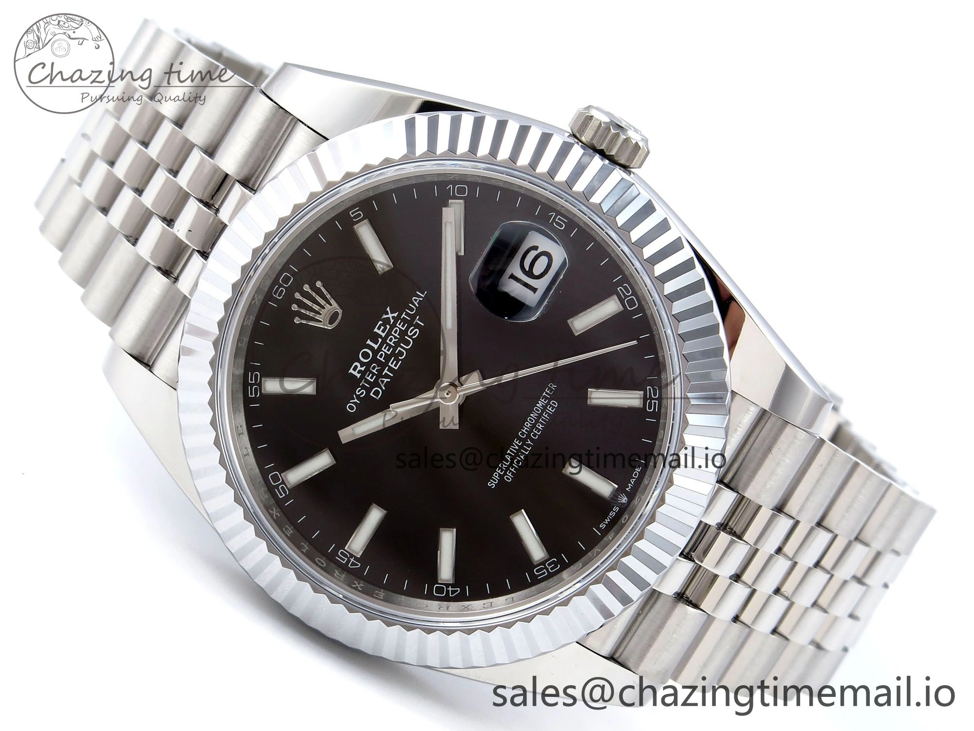 DateJust 41 126334 QF+ 1:1 Best Edition 904L Steel Black Stick Dial on SS Jubilee Bracelet VR3235