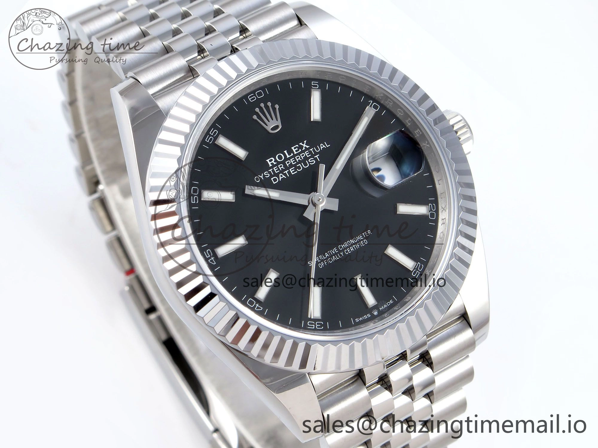 DateJust 41 126334 QF+ 1:1 Best Edition 904L Steel Black Stick Dial on SS Jubilee Bracelet VR3235