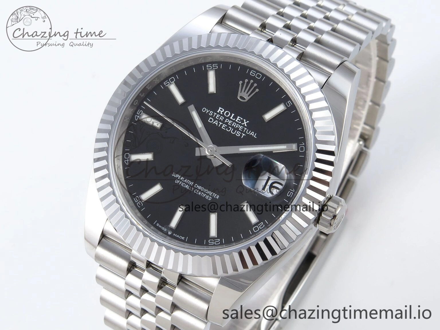 DateJust 41 126334 QF+ 1:1 Best Edition 904L Steel Black Stick Dial on SS Jubilee Bracelet VR3235