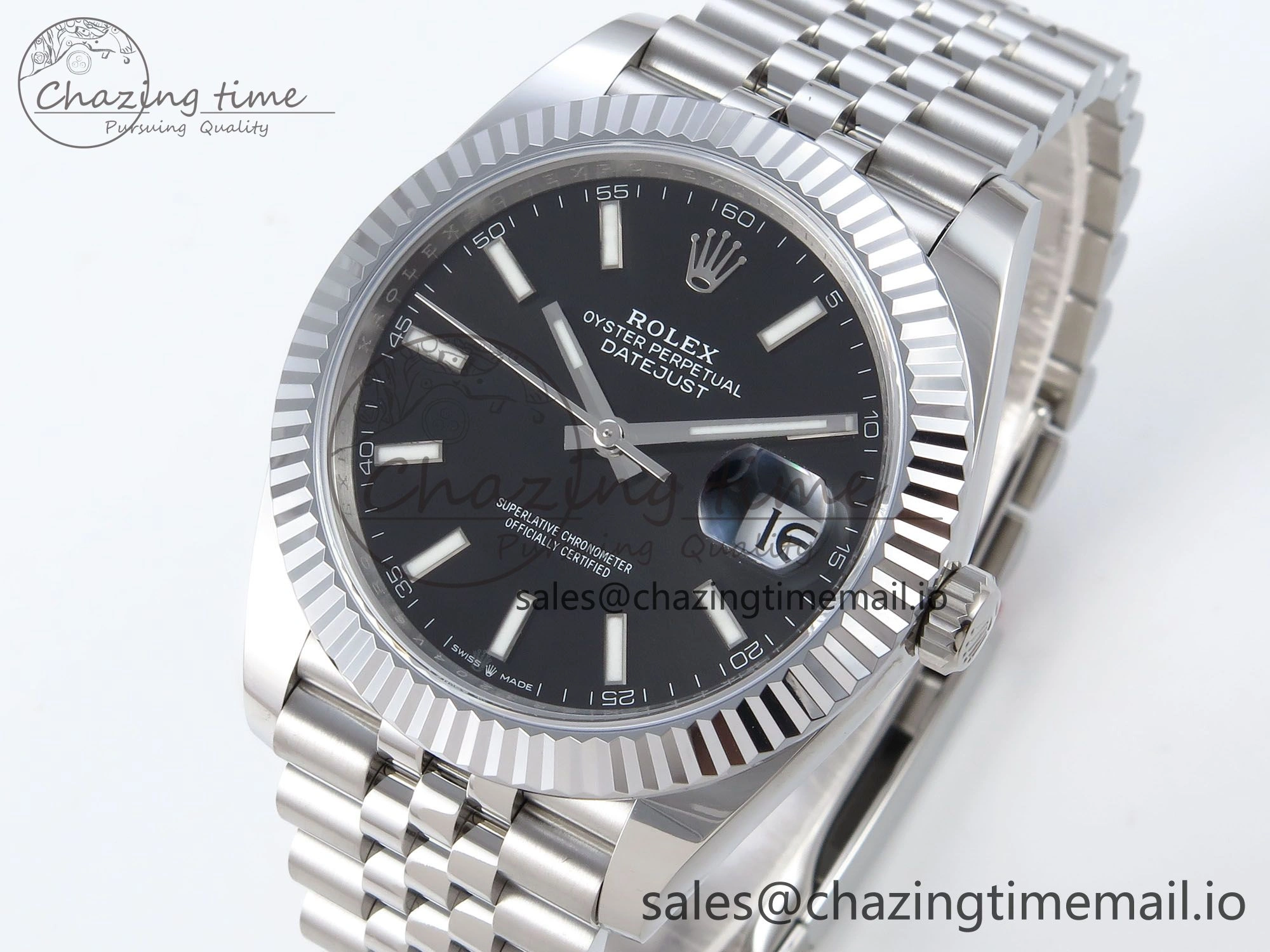 DateJust 41 126334 QF+ 1:1 Best Edition 904L Steel Black Stick Dial on SS Jubilee Bracelet VR3235