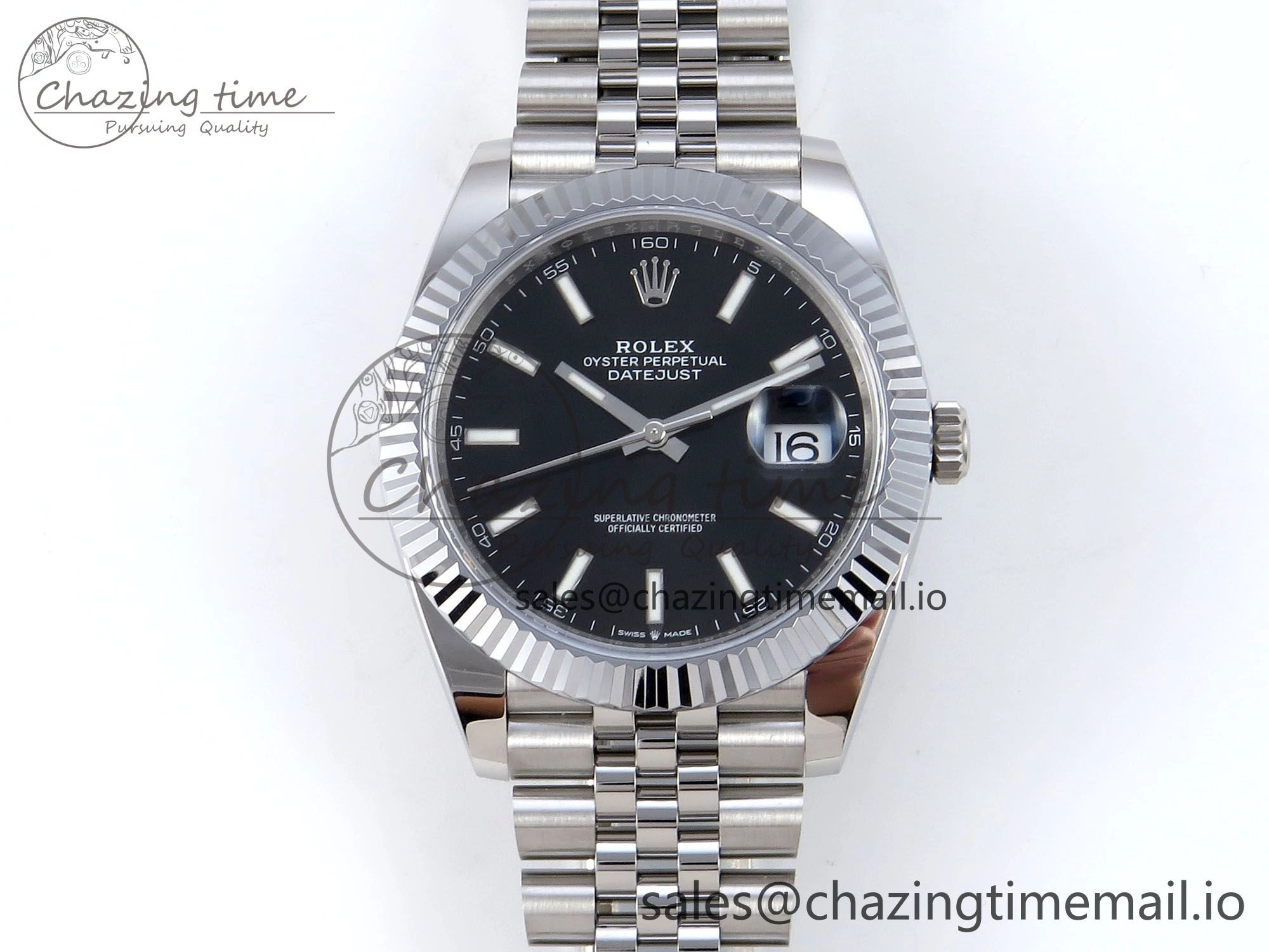 DateJust 41 126334 QF+ 1:1 Best Edition 904L Steel Black Stick Dial on SS Jubilee Bracelet VR3235