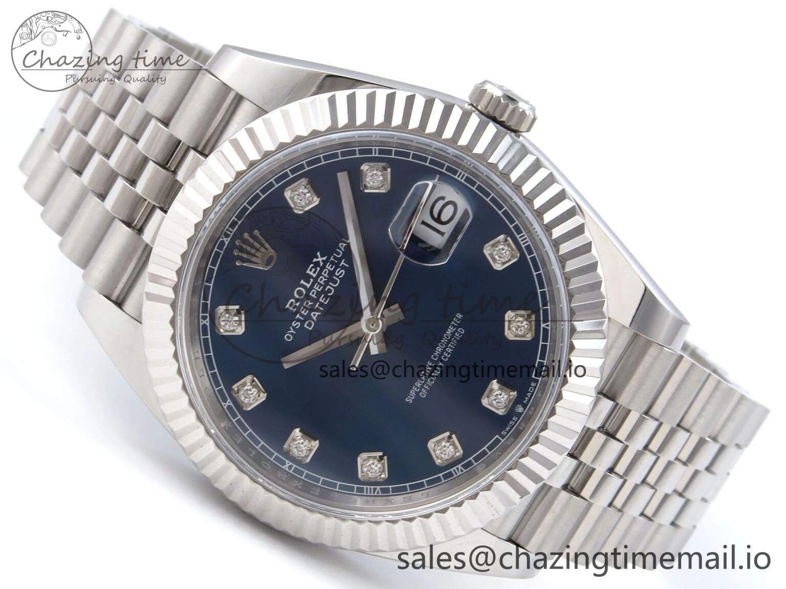 DateJust 41 126334 QF+ 1:1 Best Edition 904L Steel Blue Diamonds Dial on SS Jubilee Bracelet VR3235