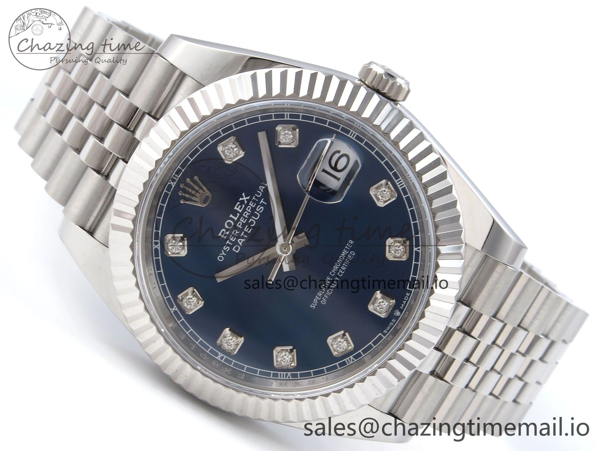 DateJust 41 126334 QF+ 1:1 Best Edition 904L Steel Blue Diamonds Dial on SS Jubilee Bracelet VR3235