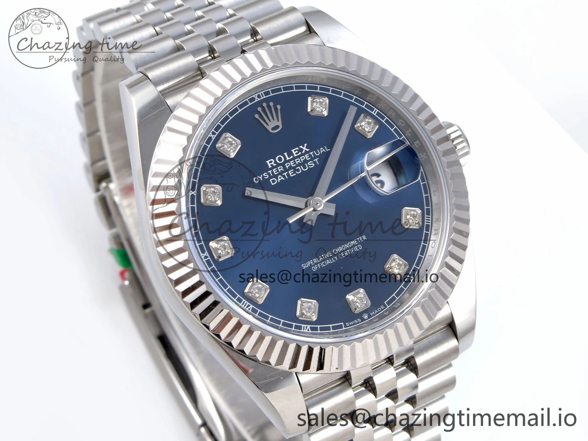 DateJust 41 126334 QF+ 1:1 Best Edition 904L Steel Blue Diamonds Dial on SS Jubilee Bracelet VR3235