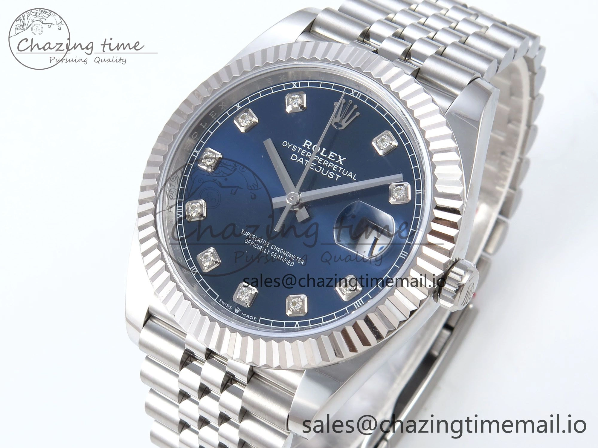 DateJust 41 126334 QF+ 1:1 Best Edition 904L Steel Blue Diamonds Dial on SS Jubilee Bracelet VR3235