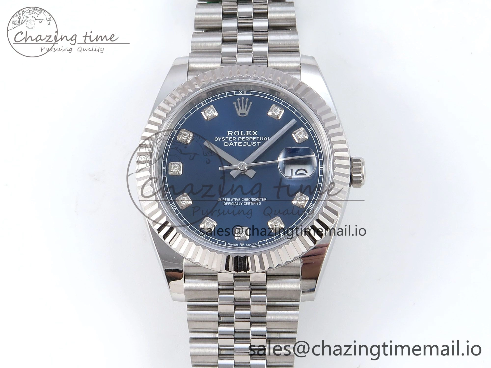 DateJust 41 126334 QF+ 1:1 Best Edition 904L Steel Blue Diamonds Dial on SS Jubilee Bracelet VR3235