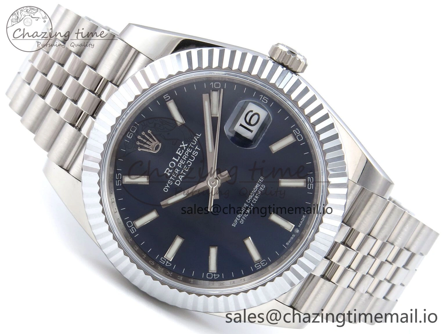 DateJust 41 126334 QF+ 1:1 Best Edition 904L Steel Blue Stick Dial on SS Jubilee Bracelet VR3235