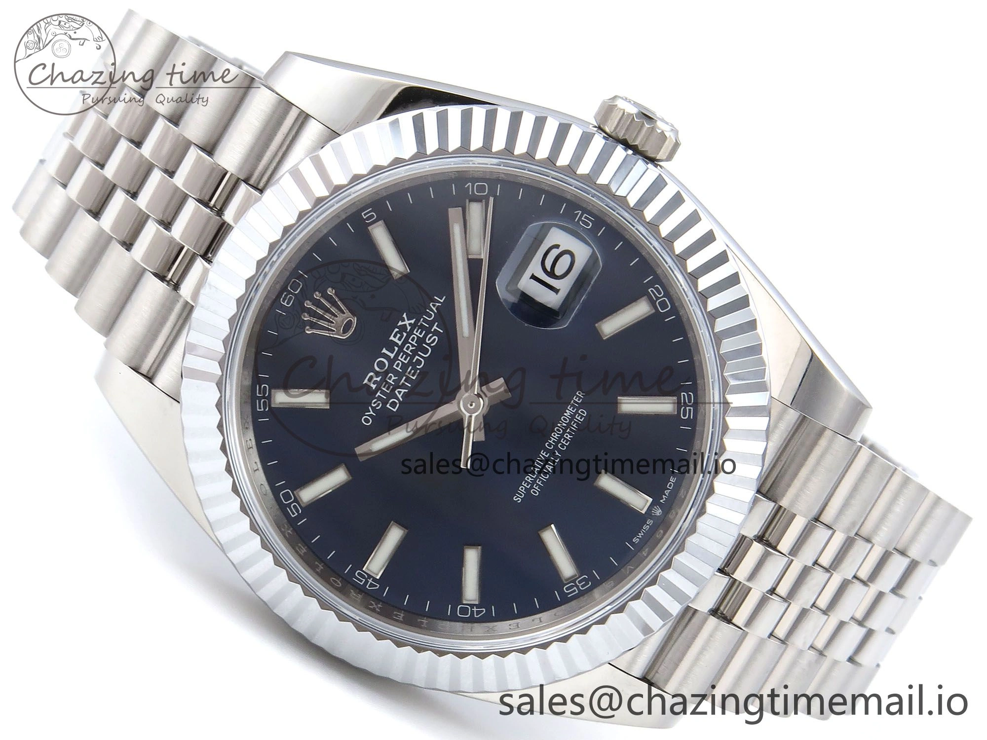 DateJust 41 126334 QF+ 1:1 Best Edition 904L Steel Blue Stick Dial on SS Jubilee Bracelet VR3235
