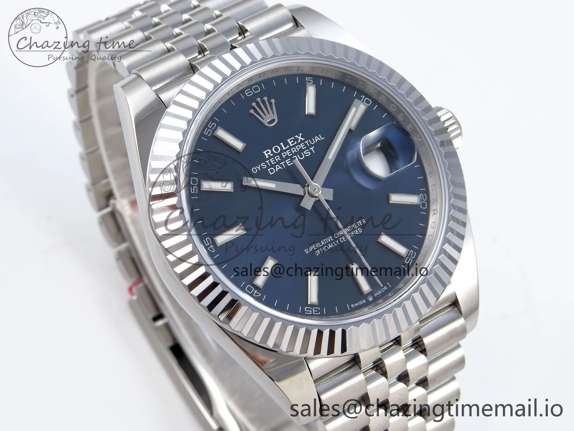 DateJust 41 126334 QF+ 1:1 Best Edition 904L Steel Blue Stick Dial on SS Jubilee Bracelet VR3235