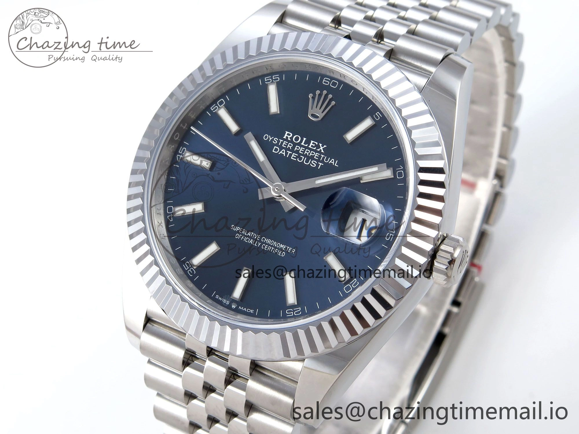 DateJust 41 126334 QF+ 1:1 Best Edition 904L Steel Blue Stick Dial on SS Jubilee Bracelet VR3235