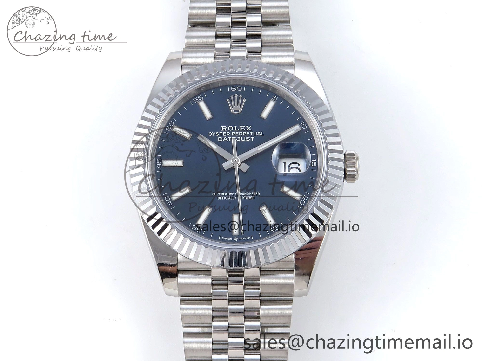 DateJust 41 126334 QF+ 1:1 Best Edition 904L Steel Blue Stick Dial on SS Jubilee Bracelet VR3235