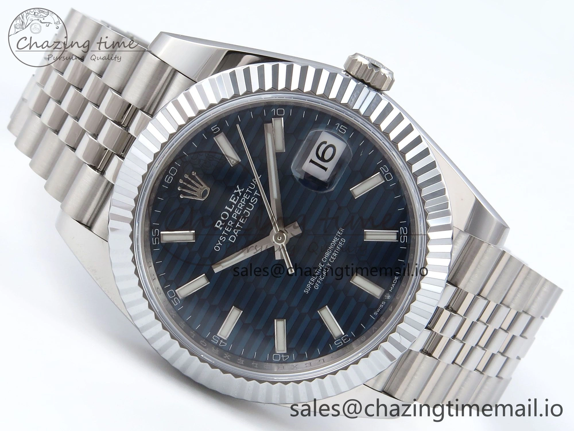 DateJust 41 126334 QF+ 1:1 Best Edition 904L Steel Blue Textured Stick Dial on SS Jubilee Bracelet VR3235