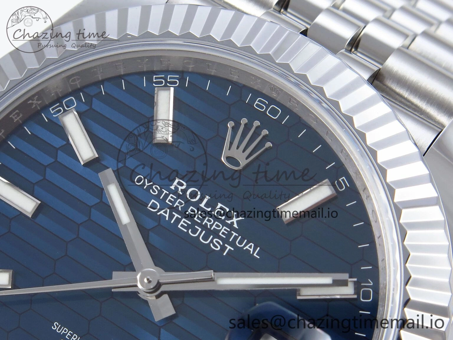 DateJust 41 126334 QF+ 1:1 Best Edition 904L Steel Blue Textured Stick Dial on SS Jubilee Bracelet VR3235