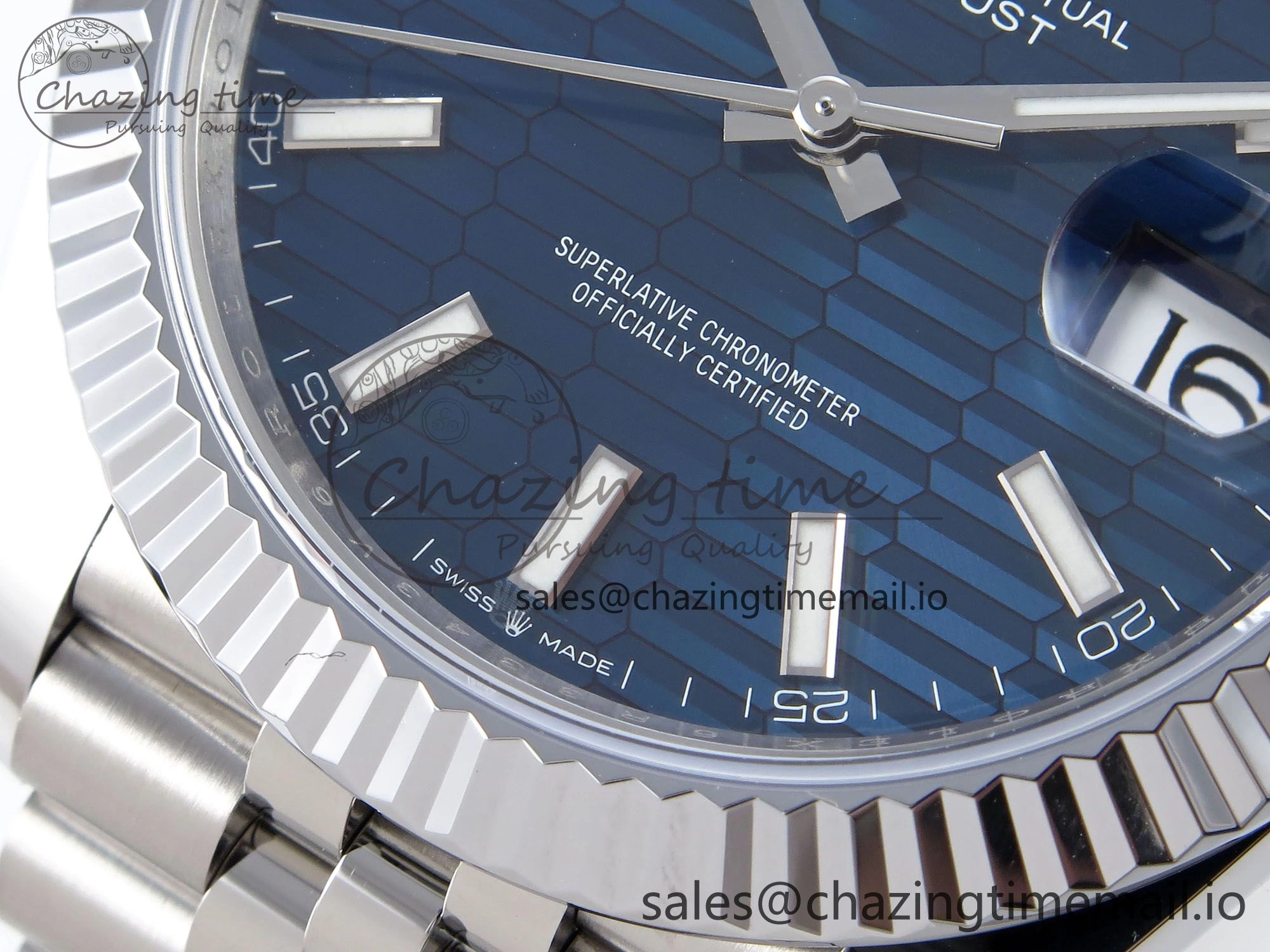 DateJust 41 126334 QF+ 1:1 Best Edition 904L Steel Blue Textured Stick Dial on SS Jubilee Bracelet VR3235