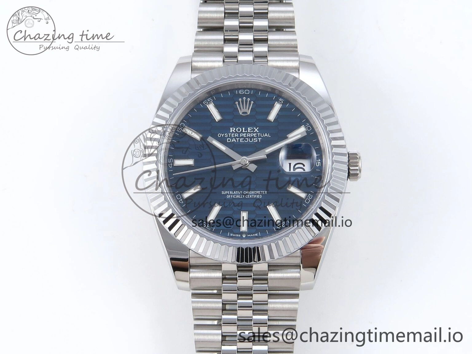 DateJust 41 126334 QF+ 1:1 Best Edition 904L Steel Blue Textured Stick Dial on SS Jubilee Bracelet VR3235