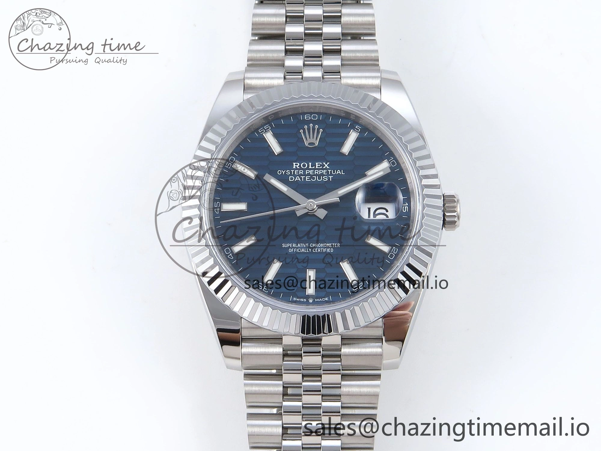 DateJust 41 126334 QF+ 1:1 Best Edition 904L Steel Blue Textured Stick Dial on SS Jubilee Bracelet VR3235
