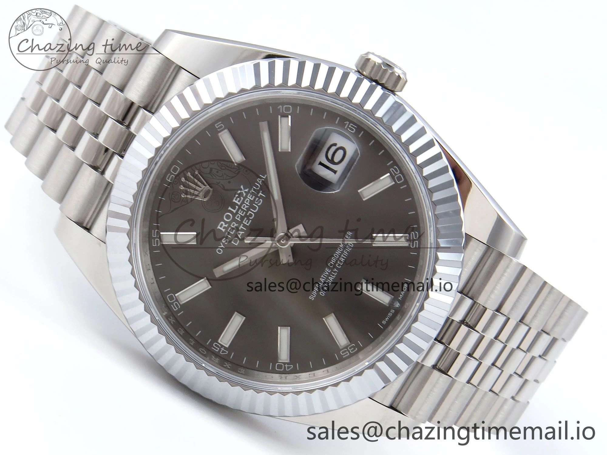 DateJust 41 126334 QF+ 1:1 Best Edition 904L Steel Gray Stick Dial on SS Jubilee Bracelet VR3235