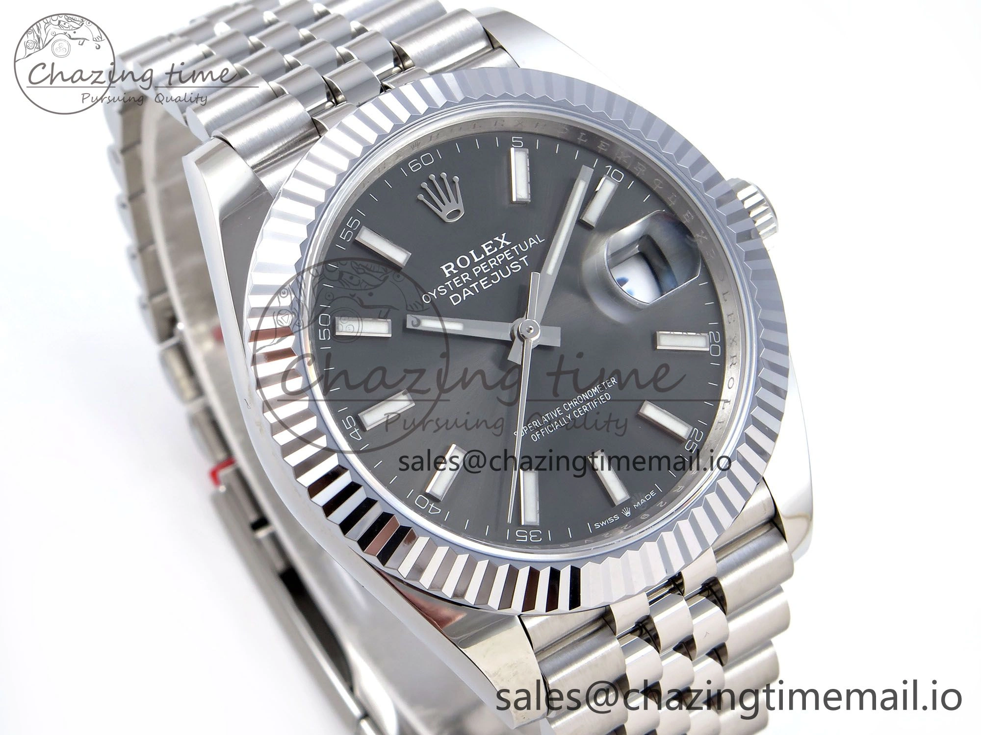 DateJust 41 126334 QF+ 1:1 Best Edition 904L Steel Gray Stick Dial on SS Jubilee Bracelet VR3235