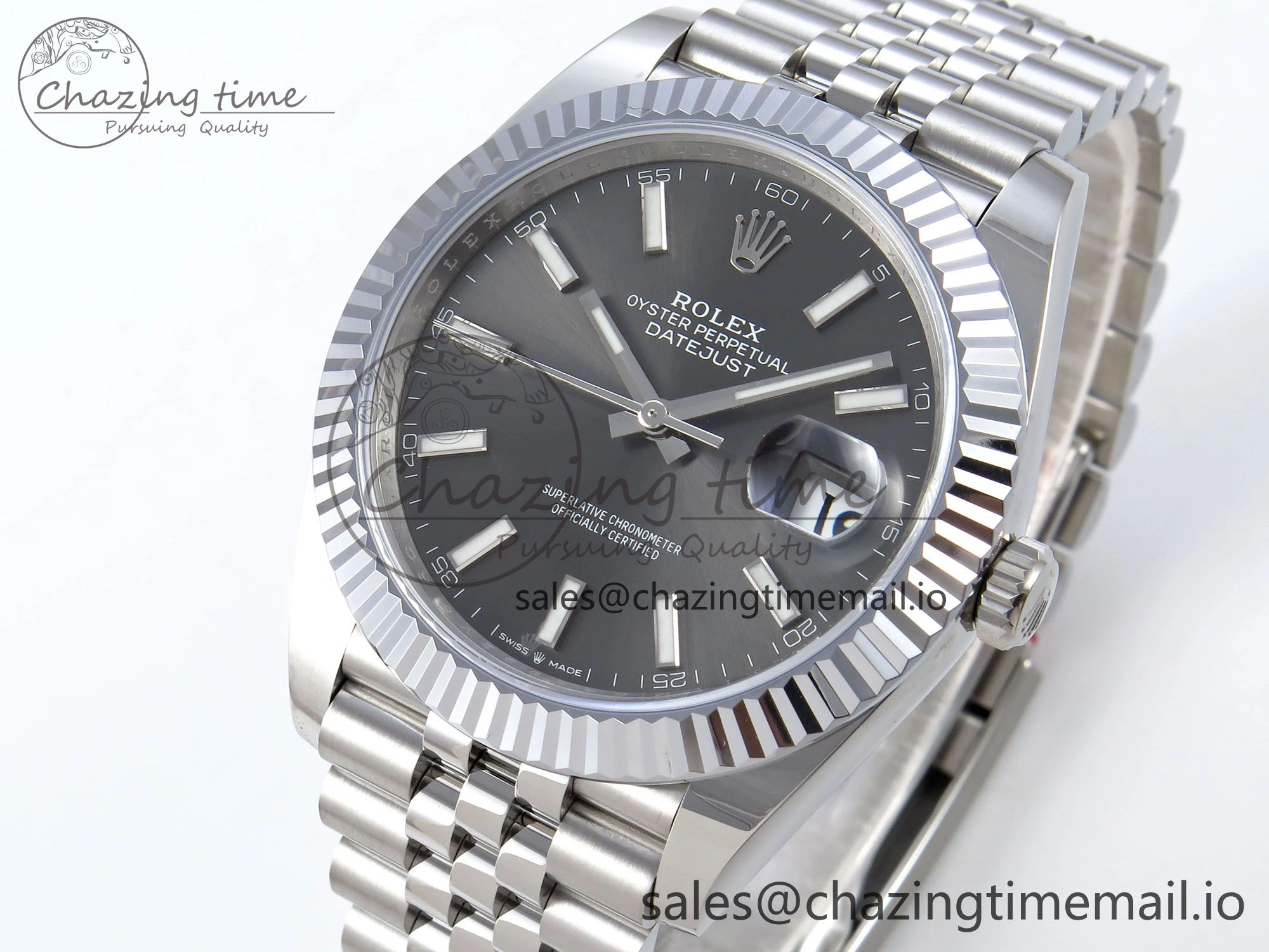 DateJust 41 126334 QF+ 1:1 Best Edition 904L Steel Gray Stick Dial on SS Jubilee Bracelet VR3235