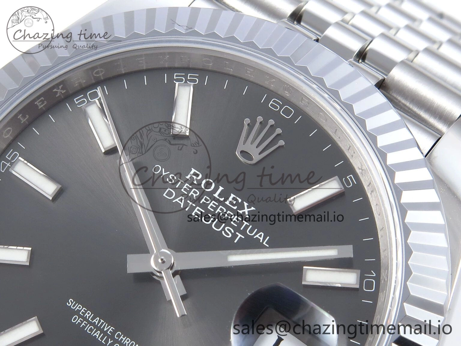 DateJust 41 126334 QF+ 1:1 Best Edition 904L Steel Gray Stick Dial on SS Jubilee Bracelet VR3235